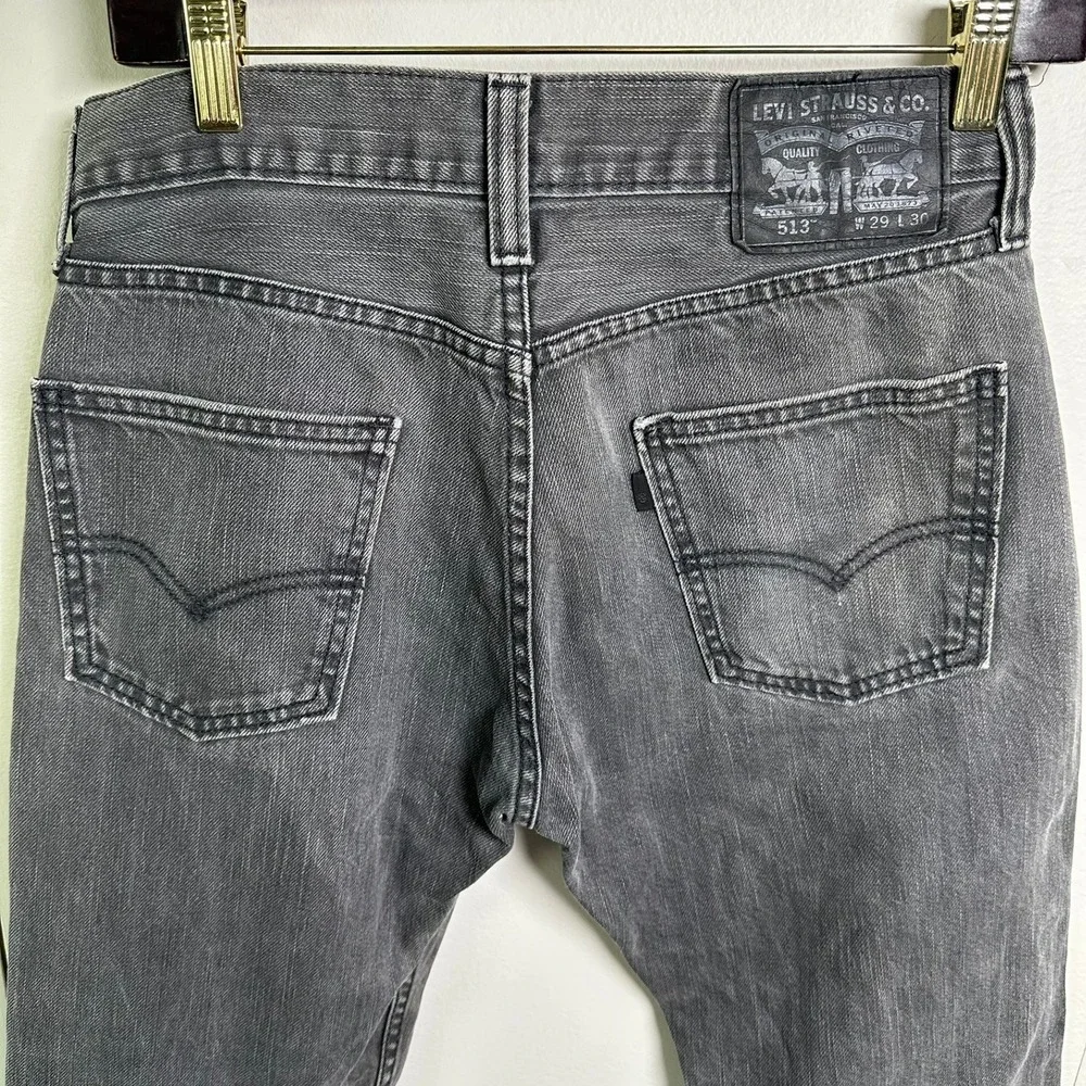 Levi's 513 Slim Straight‎ Jeans Mens 29x30 Grey Denim